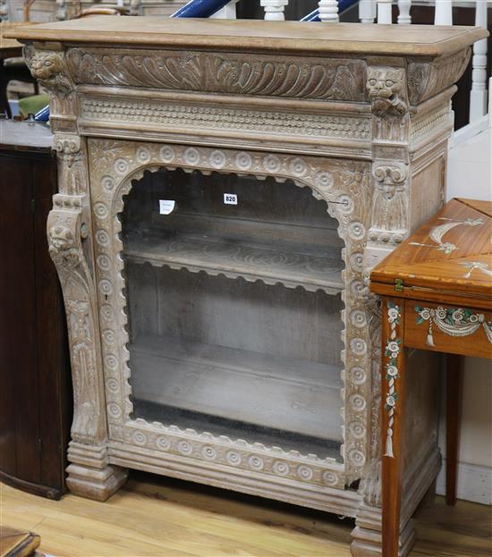 A French limed oak pier cabinet W.100cm